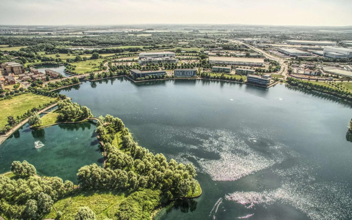 Aerial shots of water and Islands around Croft Court